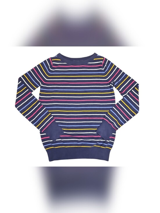 GAP Sweaters - GAP Women's Navy Striped Cotton Sweater with Multicolor Accents Size X Small